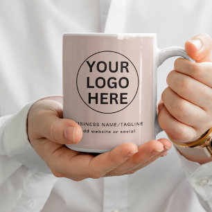 Custom Business Logo & Text Promotional Blush Pink Coffee Mug