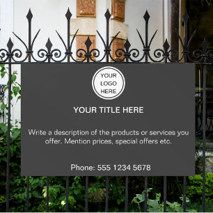 Custom Business Logo Text Promotional Clean Gray Banner