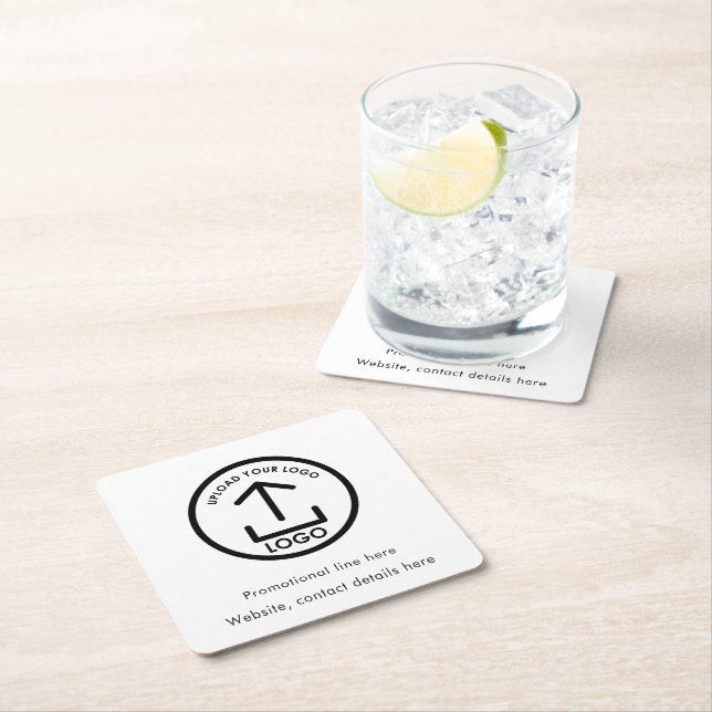 Custom Business Logo Text Promotional Professional Square Paper Coaster (Insitu)