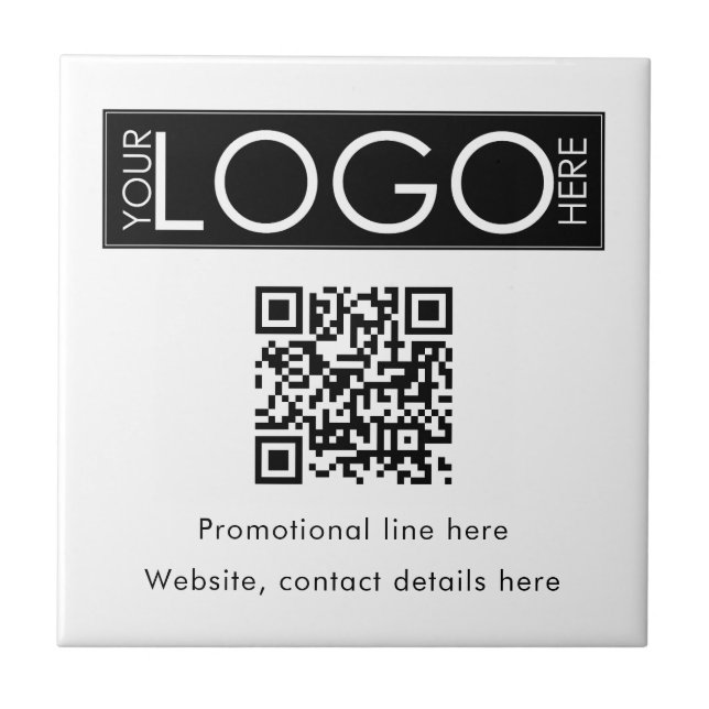 Custom Business Logo Text QR Code Promotional Ceramic Tile (Front)