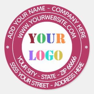 Custom Business Logo Text Round Sticker Template