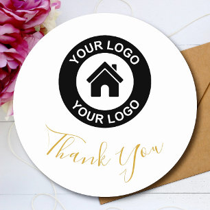 Custom Business Logo Thank You Classic Round Sticker