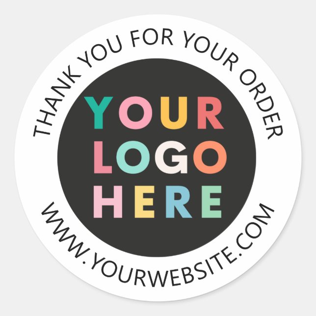 Custom Business Logo Thank You For Your Order Classic Round Sticker (Front)