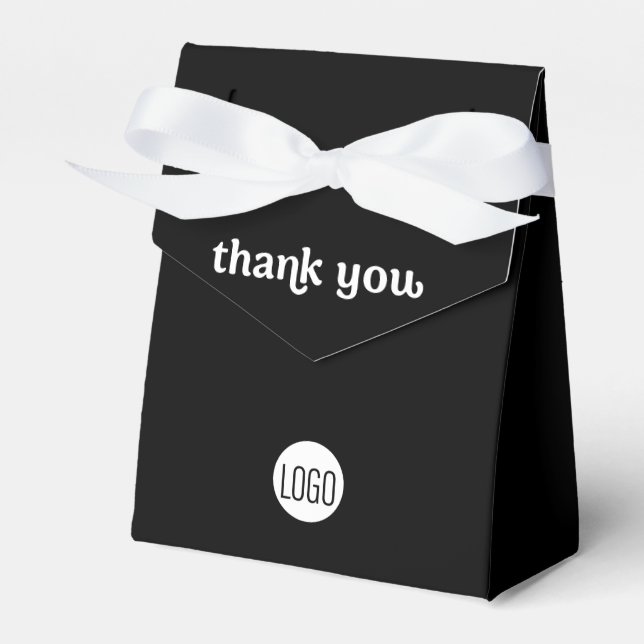 Custom Business logo Thank you QR code Black  Favour Box (Front Side)