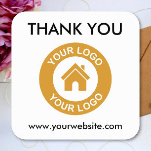 Custom Business Logo Thank You Text Website Square Sticker