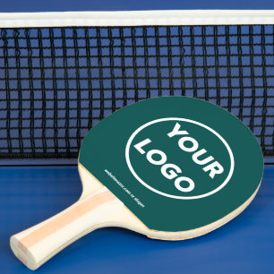 Custom Business Logo Website Branded Teal Green Ping Pong Paddle