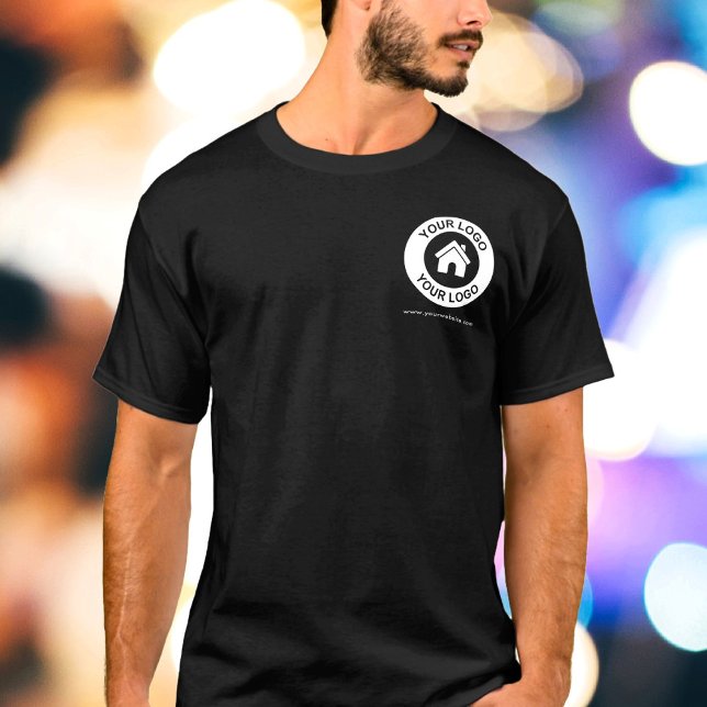 Custom Business Logo Website Men's Black T-Shirt (Creator Uploaded)
