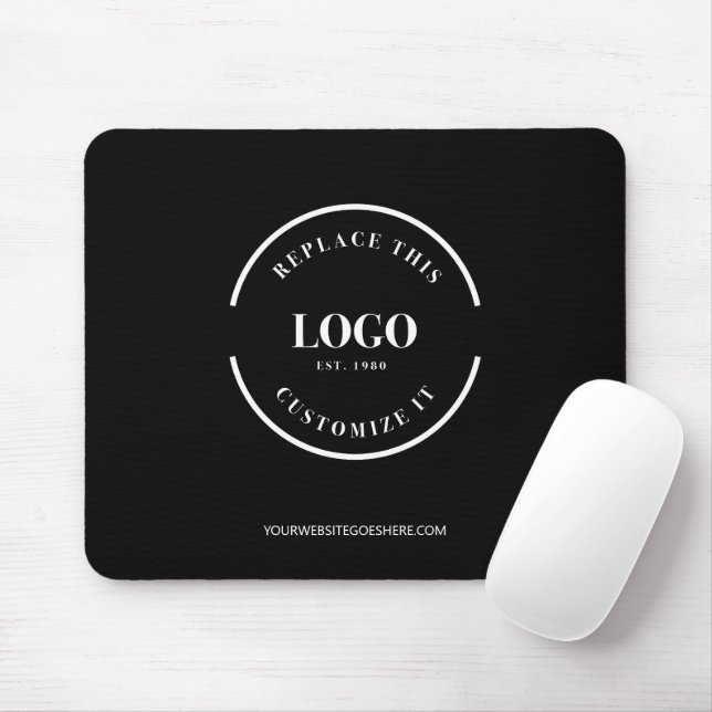 Custom business logo website simple black mouse pad (With Mouse)