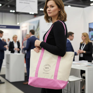 Custom Business Logo website Simple pink Tote Bag