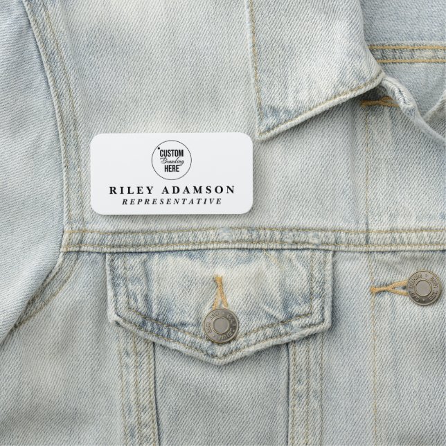 Custom Business Logo White Employee Magnetic  Name Tag (In Situ)