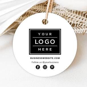 Custom Business Logo White Round Branded Favour Tags