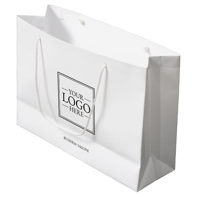 Custom Business Logo with Custom Text Large Gift Bag (Front Angled)