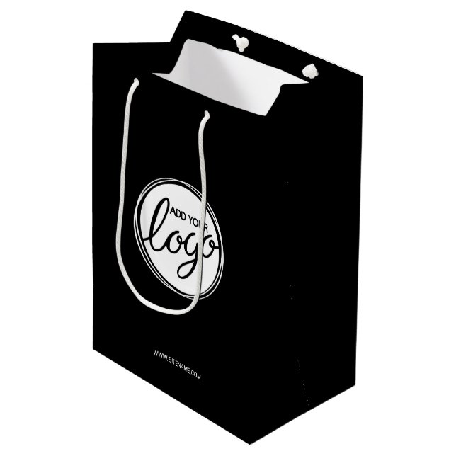 Custom Business Logo with Custom Text Medium Gift Bag (Front Angled)