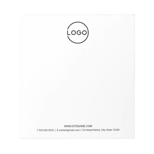 Custom Business Logo with Custom Text Notepad (Front)