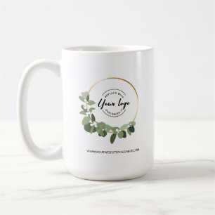 Custom Business Logo with Greenery Wreath holiday Coffee Mug