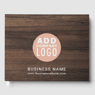 Custom Business Logo Wood Look Rustic Guest Book