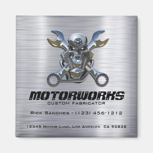 Custom Business Magnets (Skull and Wrench)