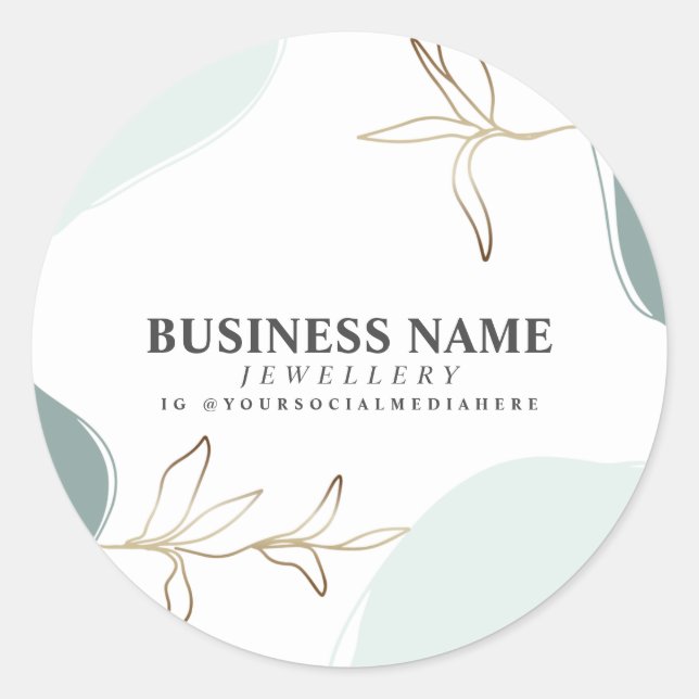 Custom Business Mint & Moss Product Packaging Classic Round Sticker (Front)