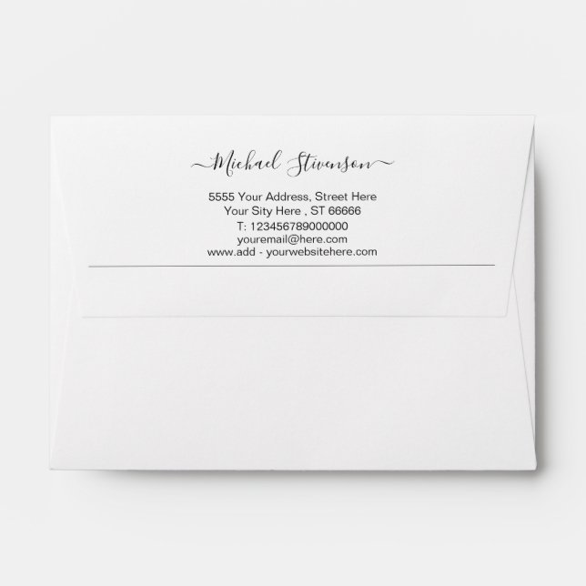 Custom Business Name Address Contact Info Office Envelope (Back (Top Flap))