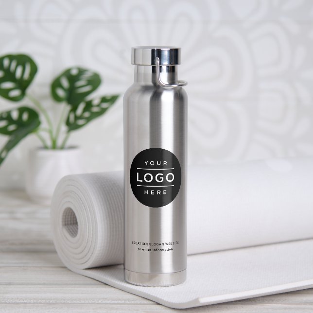 Custom Business Name and Logo Silver Branded Water Bottle (Yoga)