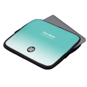 Custom Business Name, Job, Logo Gradient Turquoise Laptop Sleeve