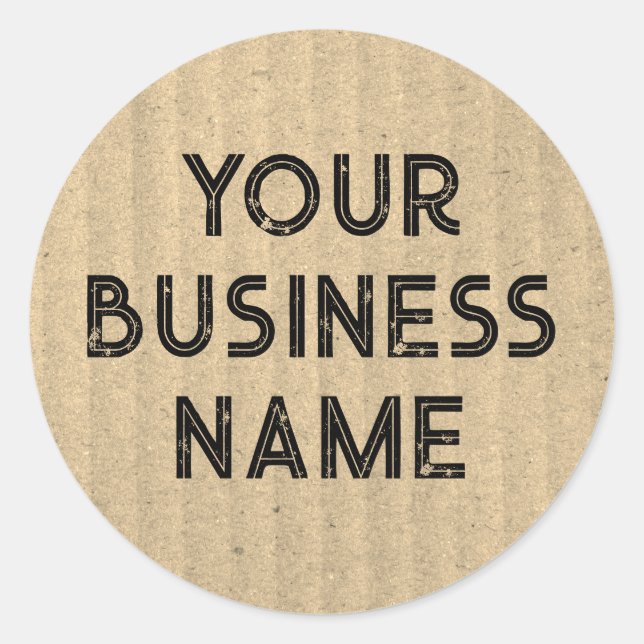 Custom Business Name Kraft Paper Recycled  Classic Classic Round Sticker (Front)