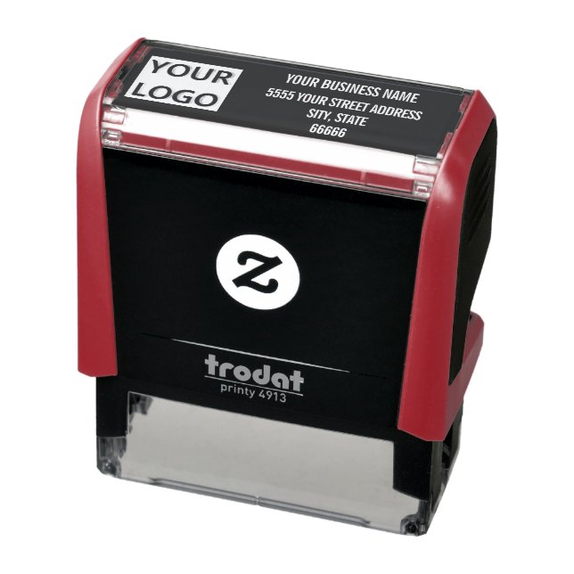 Custom Business Name Logo Address Black and White Self-inking Stamp (Product)