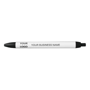 Custom Business Name & Logo - Promotional White Blue Ink Pen