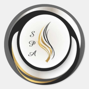 🌀 Custom Business Name Modern Abstract Circle ✨ Classic Round Sticker