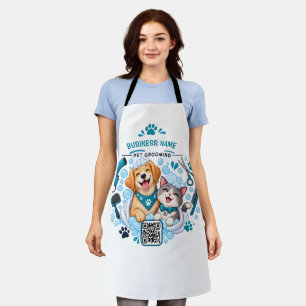Custom Business Name & QR Code Dog & Cat Groomer Apron