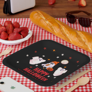 Custom Business Name, Text & Ghost Halloween Paper Plate