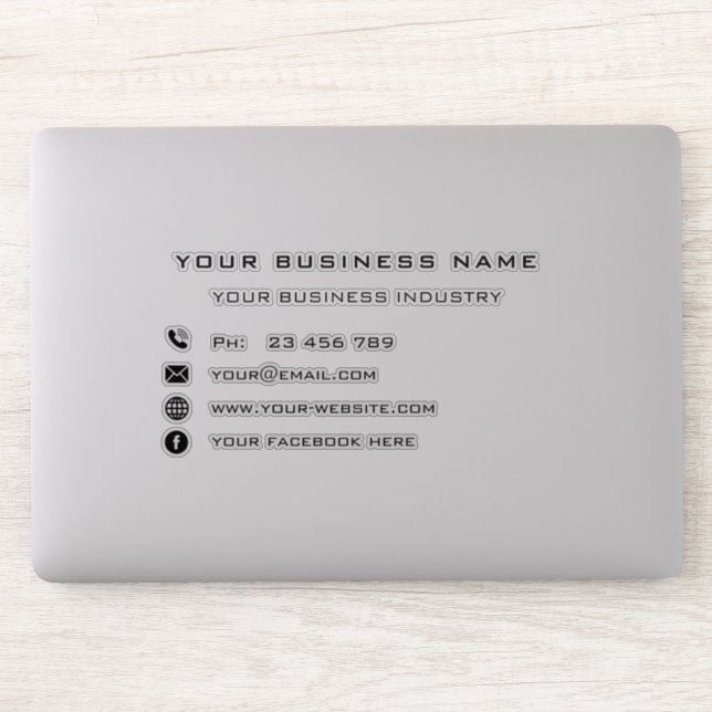 Custom Business Name Text Info Promotional Sticker (Computer)