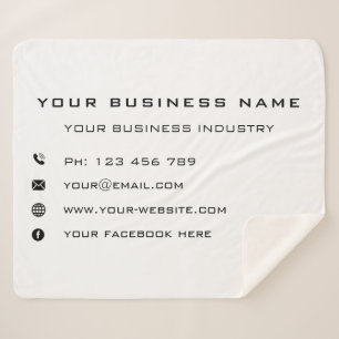 Custom Business Name Text Sherpa Blanket Template