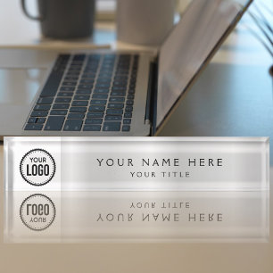 Custom Business Office Logo Elegant Gradient Grey Nameplate