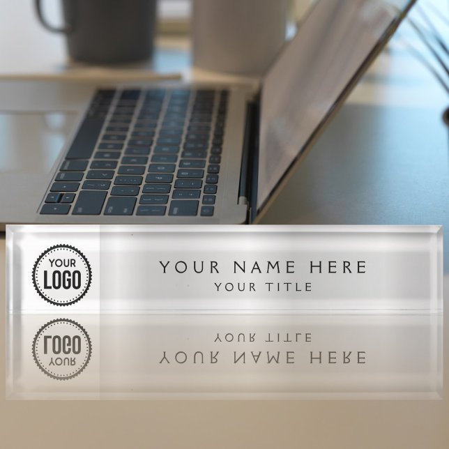 Custom Business Office Logo Elegant Gradient Grey Nameplate (Creator Uploaded)