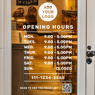 Custom Business Opening Hours logo & qr code 