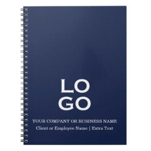 Custom Business or Company Logo & Title Navy Blue Notebook