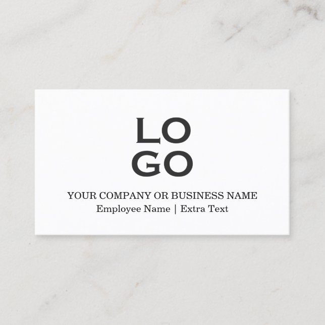 Custom Business or Company Logo & Title on White Business Card (Front)