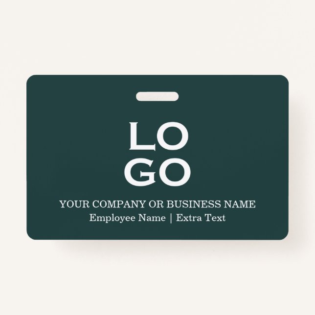 Custom Business or Company Logo & Title Pine Green ID Badge (Front)