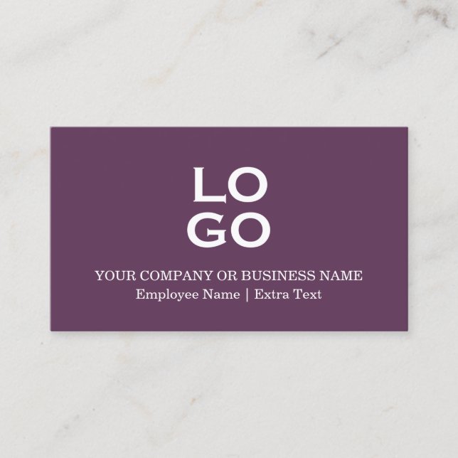 Custom Business or Company Logo Title Plum Purple Business Card (Front)