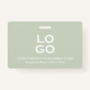 Custom Business or Company Logo & Title Sage Green ID Badge