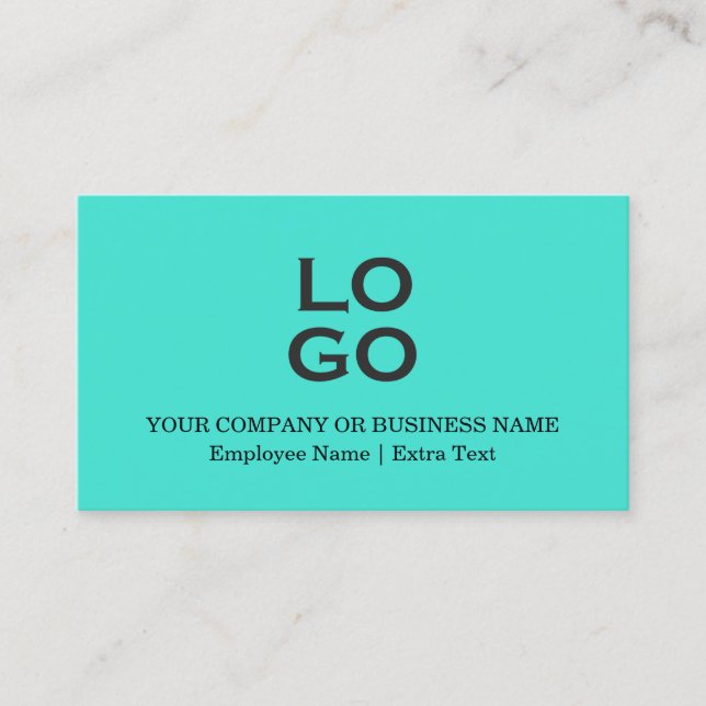 Custom Business or Company Logo Title Teal Business Card (Front)