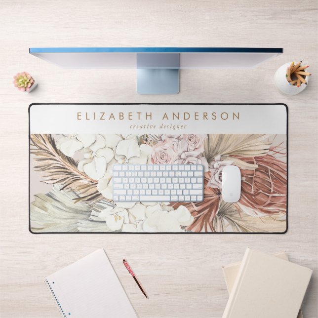Custom Business Pampas Grass Floral Tropical Desk Mat (Office 1)