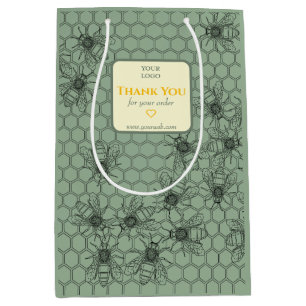 Custom Business Paper Gift Bag with Honey Bees