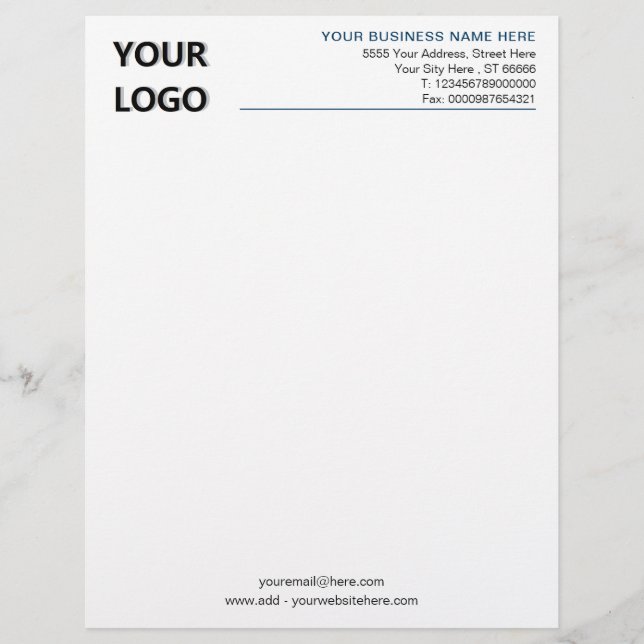 Custom Business Personalised Letterhead with Logo (Front)