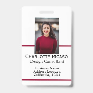 Custom Business Personalised Red White Black ID Badge