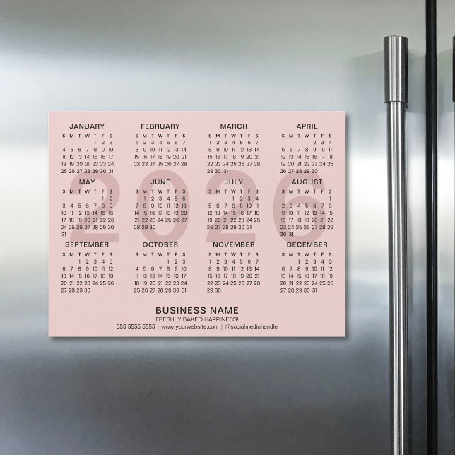 Custom Business Pink 2026 Magnetic Calendar (Custom Business Pink 2026 Magnetic Calendar)