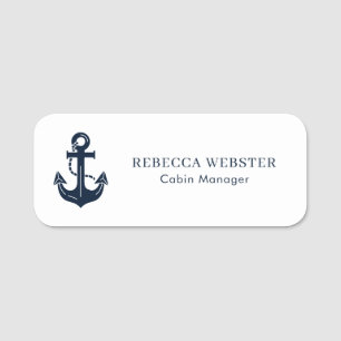 Custom Business Professional Navy Anchor ID Name Tag