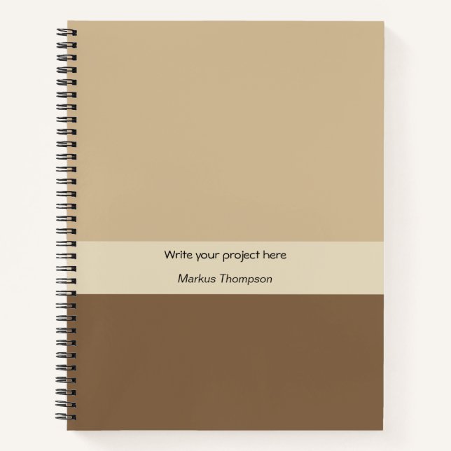 Custom business Project earthy brown monogrammed Notebook (Front)