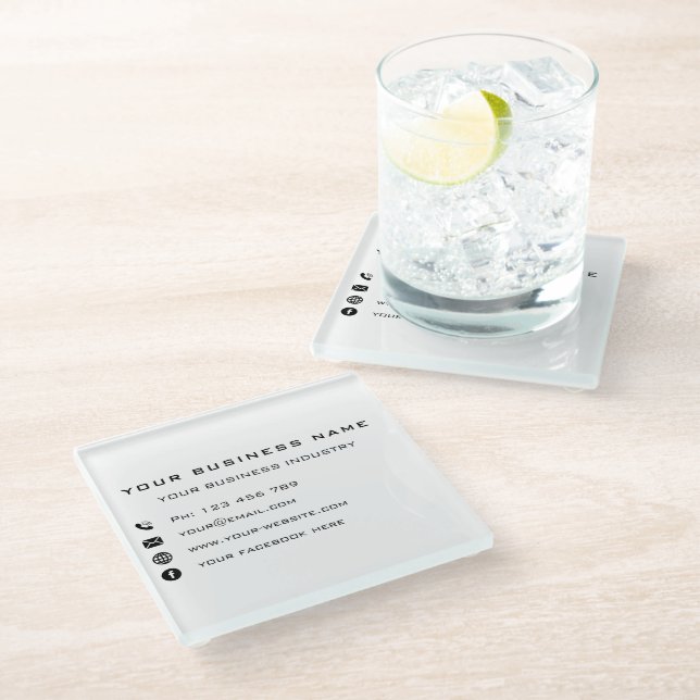 Custom Business Promotional Glass Coaster Example (Angled)